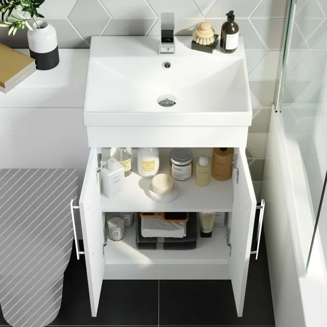 Avon Gloss White Basin Vanity and Back To Wall Unit 1000mm