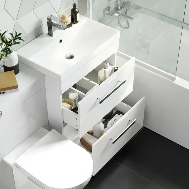 Avon Gloss White Combination Basin Drawer and Aruba Toilet 1100mm