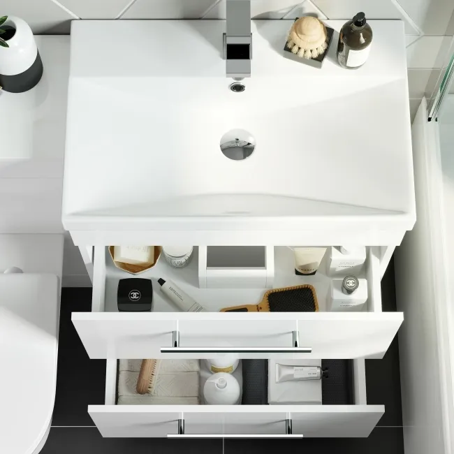 Avon Gloss White Combination Basin Drawer and Aruba Toilet 1100mm
