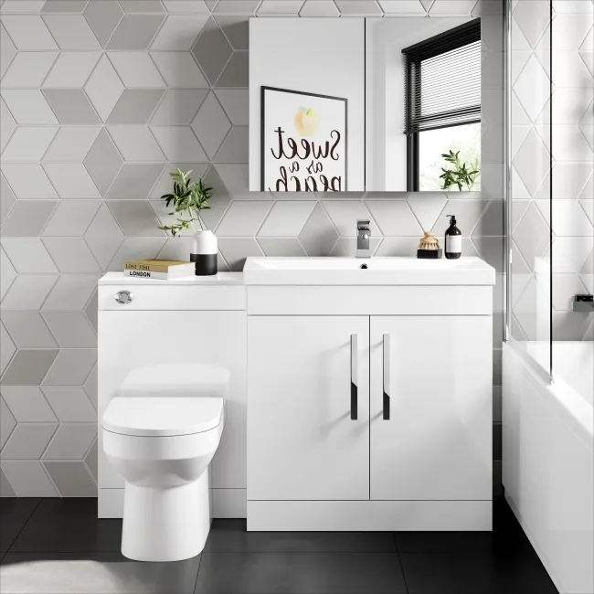 Avon Gloss White Combination Vanity Basin and Miami Toilet 1300mm