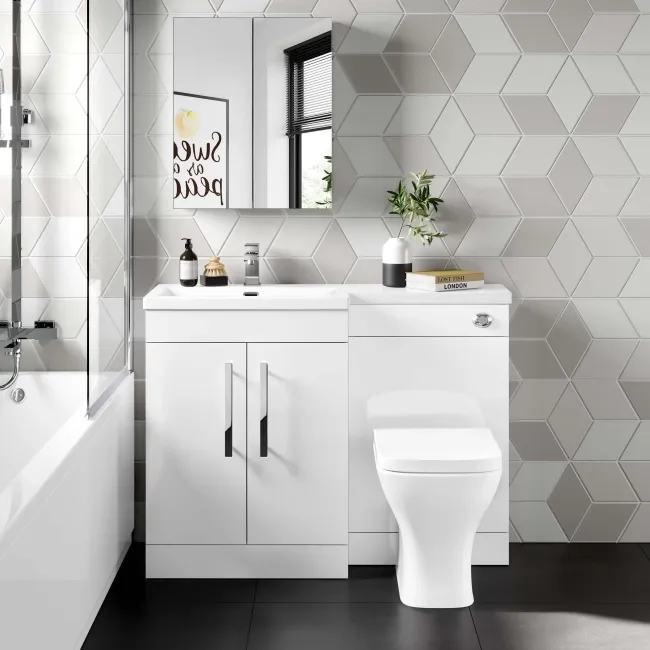 Avon Gloss White Combination Vanity Basin and Atlanta Toilet 1100mm - Left Handed