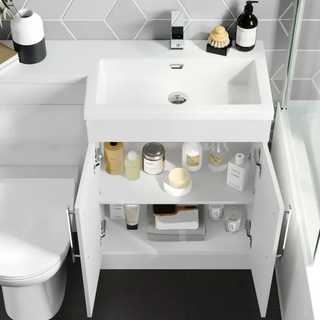 Avon Gloss White Combination Vanity Basin and Aruba Toilet 1100mm - Right Handed