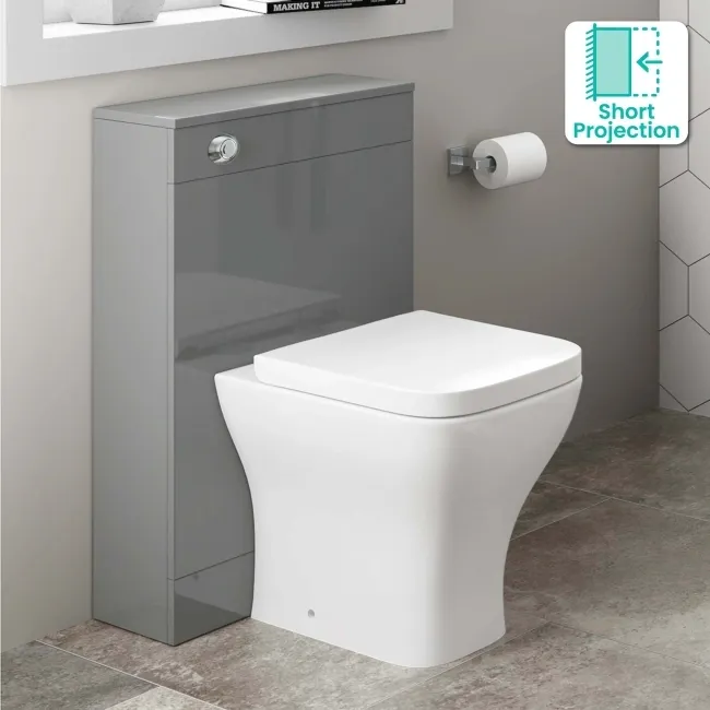 Avon & Trent Stone Grey Slimline Back To Wall Unit and Atlanta Toilet