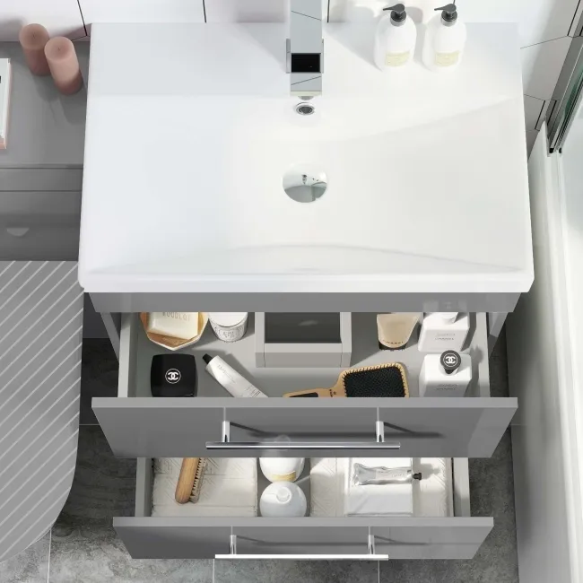 Avon Stone Grey Basin Drawer Vanity and Back To Wall Toilet Unit 1100mm - Excludes Toilet