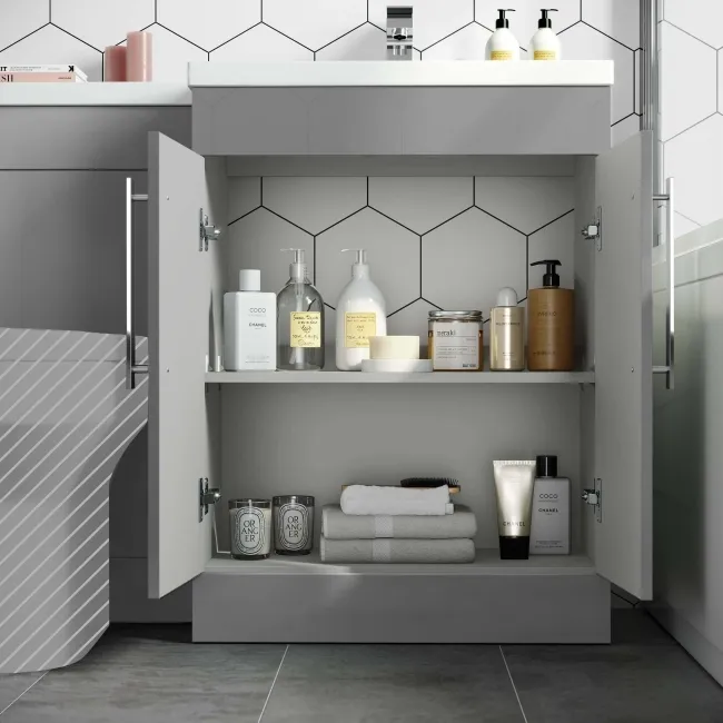 Avon Stone Grey Basin Vanity and Back To Wall Unit 1100mm - Right Handed