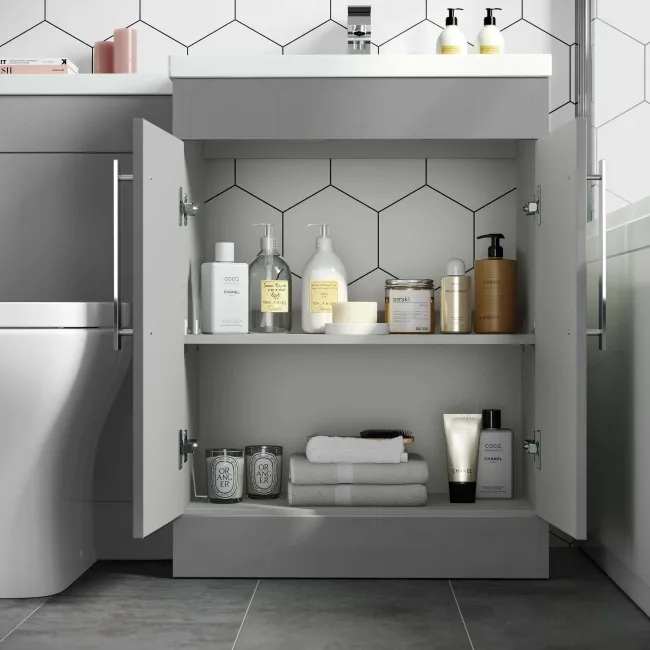 Avon Stone Grey Combination Vanity Basin and Atlanta Toilet 1100mm - Right Handed