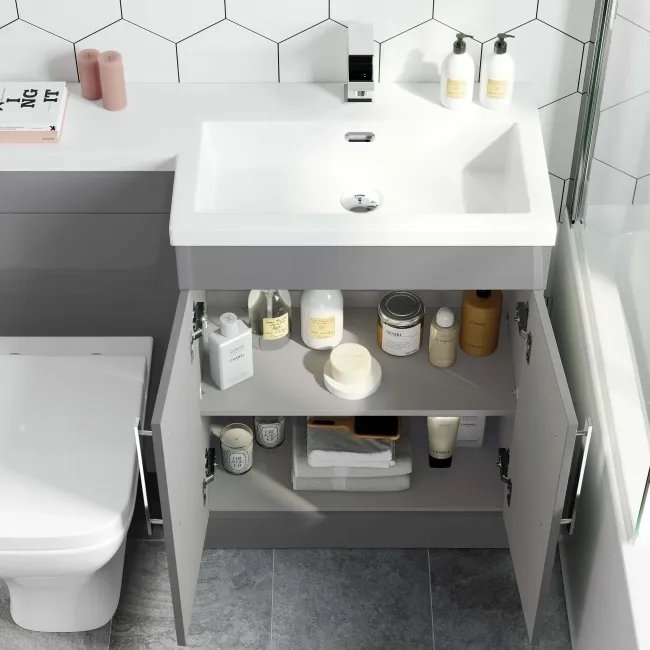 Avon Stone Grey Combination Vanity Basin and Atlanta Toilet 1100mm - Right Handed