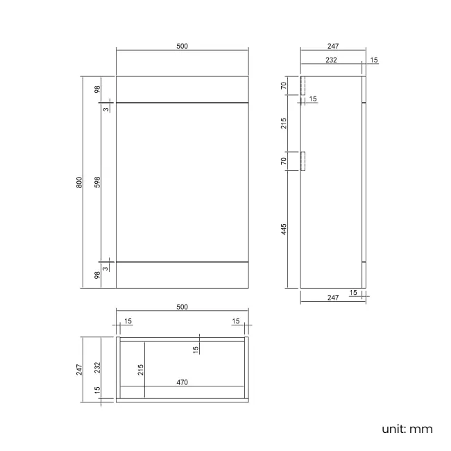 Avon Stone Grey Combination Basin Drawer and Aruba Toilet 1100mm - Left Handed