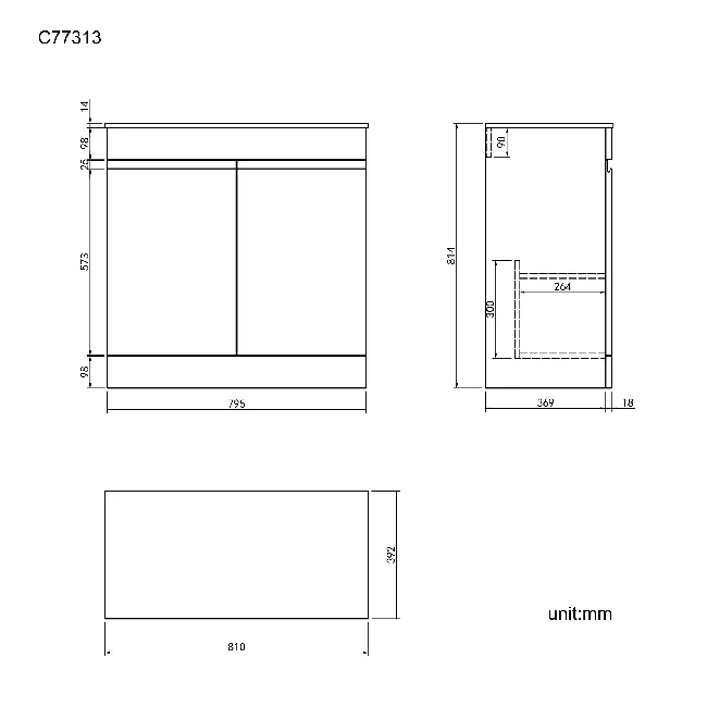 Trent Gloss White Cabinet with Marble Top 800mm - Excludes Counter Top Basin