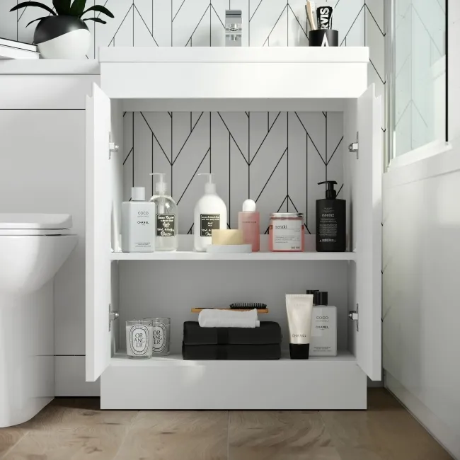 Trent Gloss White Combination Vanity Basin and Aruba Toilet 1100mm - Right Handed