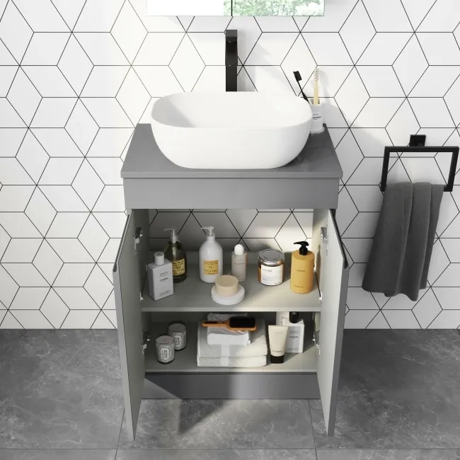 Trent Stone Grey Cabinet 600mm - Excludes Counter Top Basin