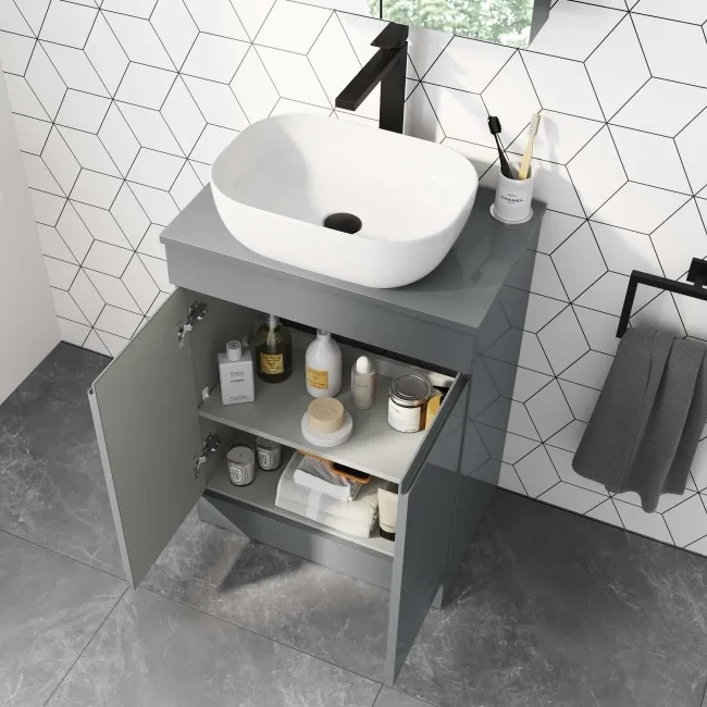 Trent Stone Grey Cabinet 600mm - Excludes Counter Top Basin