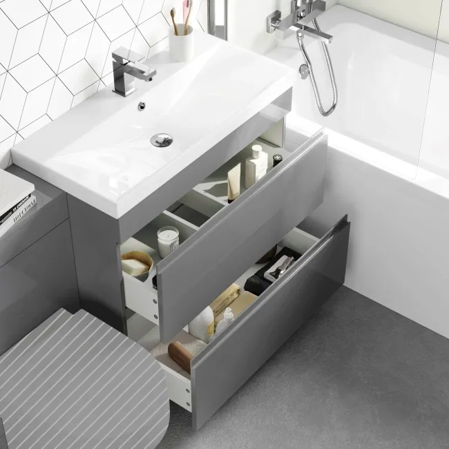 Trent Stone Grey Basin Vanity Drawer and Back To Wall Unit 1300mm