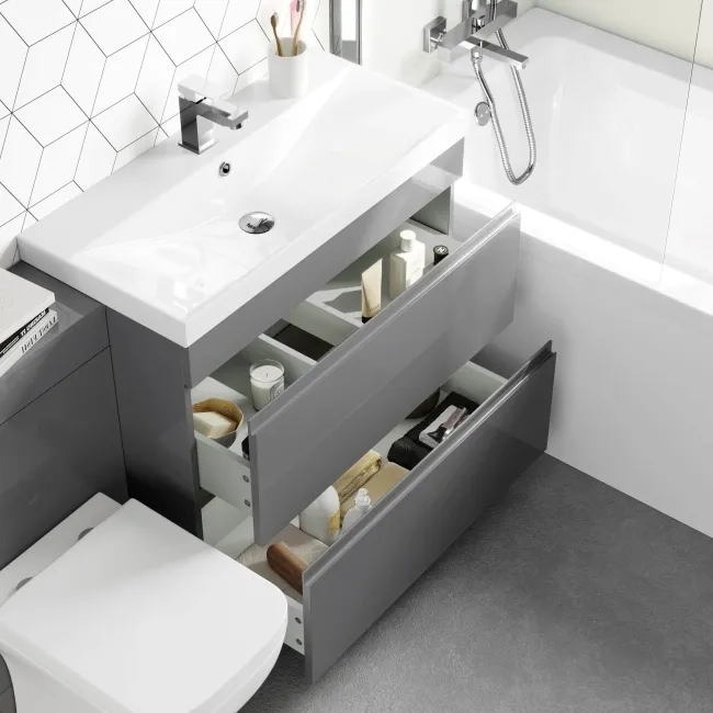 Trent Stone Grey Combination Basin Drawer and Atlanta Toilet 1300mm