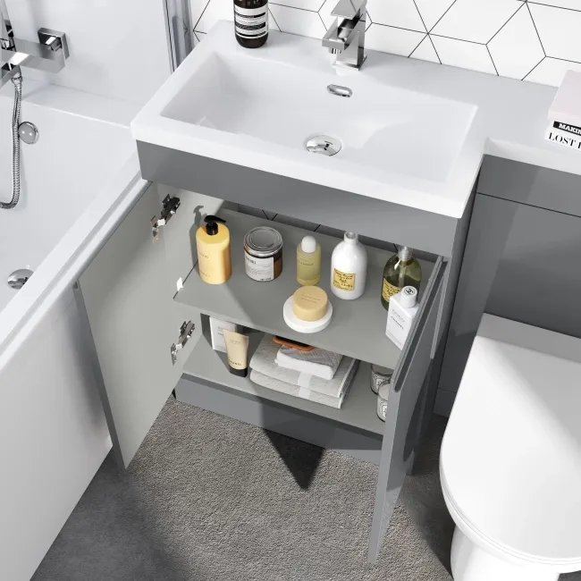 Trent Stone Grey Combination Vanity Basin and Aruba Toilet 1100mm - Left Handed