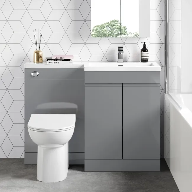 Trent Stone Grey Combination Vanity Basin and Aruba Toilet 1100mm - Right Handed