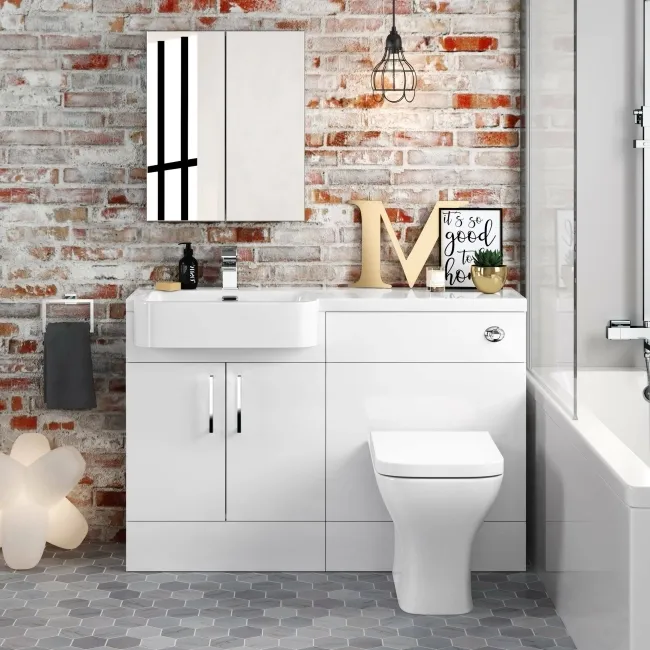 Harper Gloss White Combination Vanity Basin and Atlanta Toilet 1200mm - Left Handed