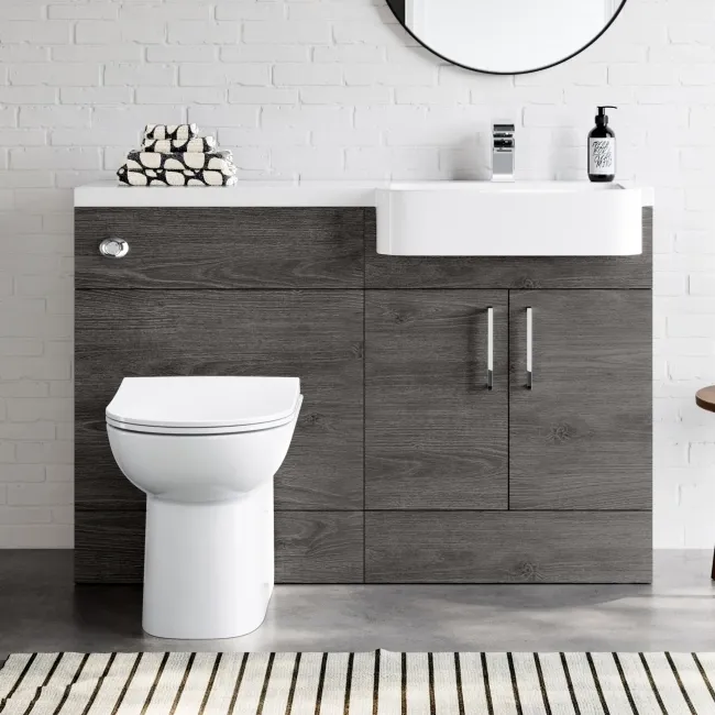 Harper Charcoal Elm Combination Vanity Basin and Aruba Toilet 1200mm - Right Handed