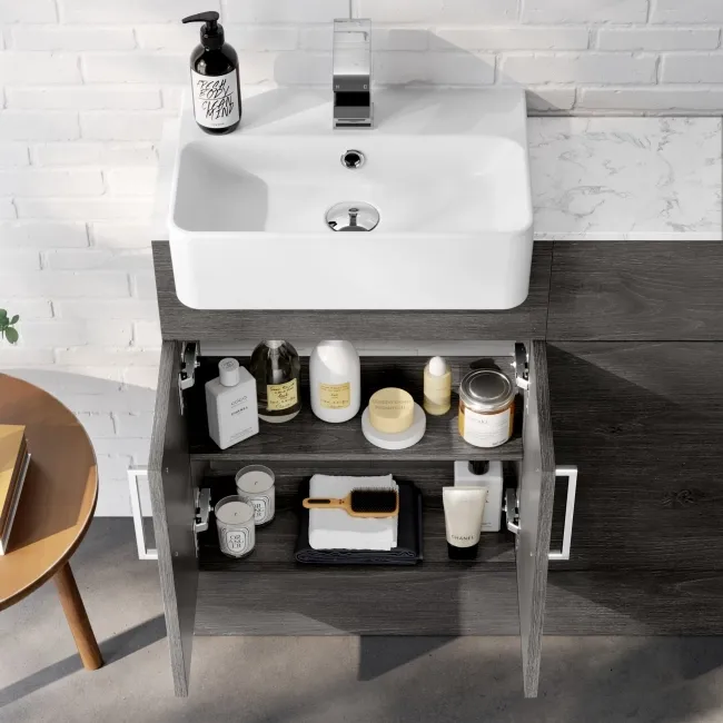 Harper Charcoal Elm Combination Vanity Basin with Marble Top & Aruba Toilet 1000mm