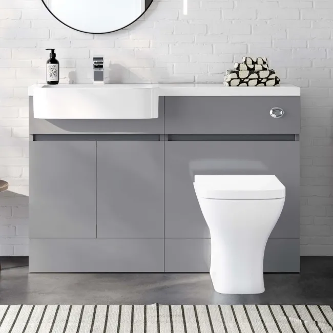 Foster Stone Grey Combination Vanity Basin and Atlanta Toilet 1200mm - Left Handed