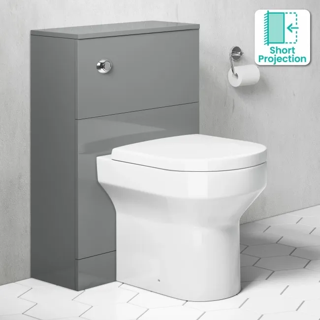 Austin Stone Grey Slimline Back To Wall Unit and Denver Toilet