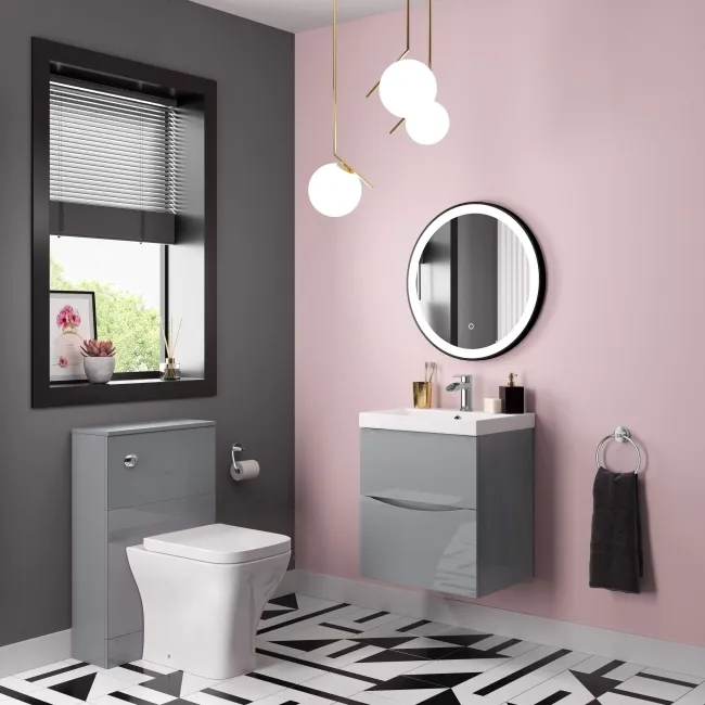 Austin Stone Grey Basin Drawer Vanity 500mm and Atlanta Back To Wall Toilet Set