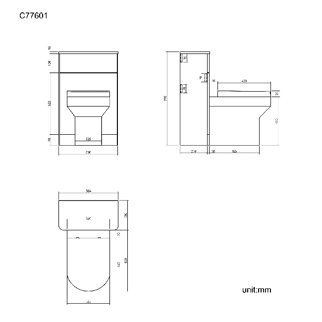 Corsica Curved Storm Grey Slimline Back To Wall Unit and Denver Toilet