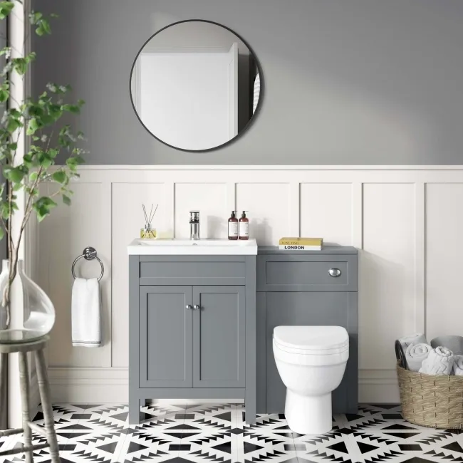 Bermuda Dove Grey Combination Vanity Basin and Seattle Toilet 1100mm