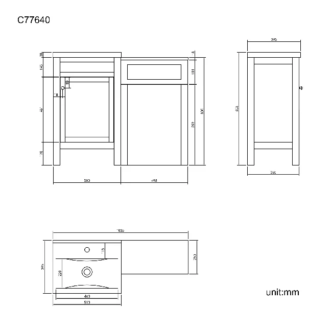 Bermuda Chalk White Basin Vanity and Back To Wall Unit 1000mm (Excludes Pan & Cistern)