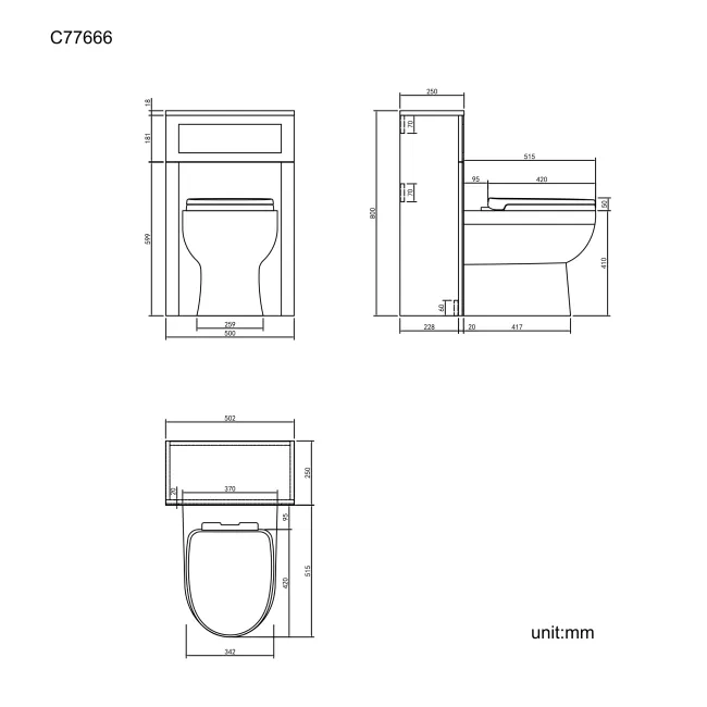 Bermuda Traditional Graphite Grey Slimline Back To Wall Unit and Seattle Toilet