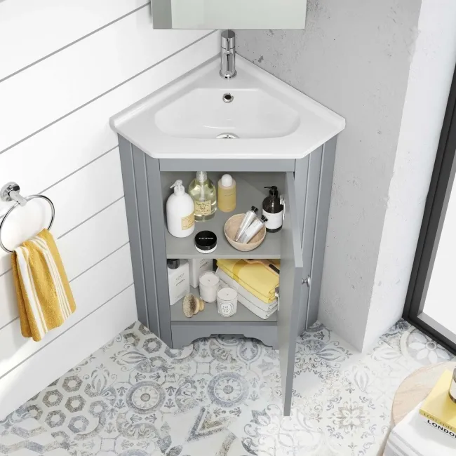 Lucia Dove Grey Corner Basin Vanity 400mm