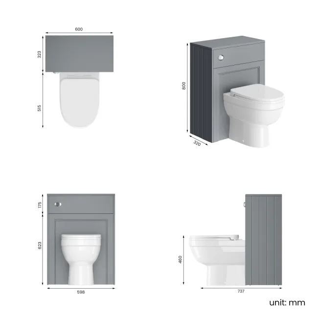 Traditional Dove Grey Back To Wall Unit and Seattle Toilet