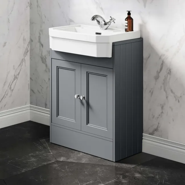 Monaco Dove Grey Traditional Basin Vanity 600mm