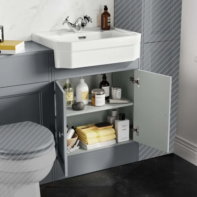 Monaco Dove Grey Traditional Basin Vanity and Back To Wall Unit 1200mm (Excludes Pan & Cistern)
