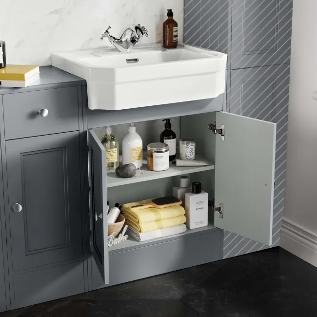 Monaco Dove Grey Combination Vanity Traditional Basin and Seattle Toilet 1500mm
