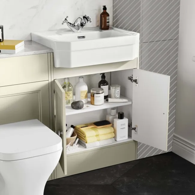 Monaco Chalk White Combination Vanity Traditional Basin with Marble Top & Atlanta Toilet 1200mm