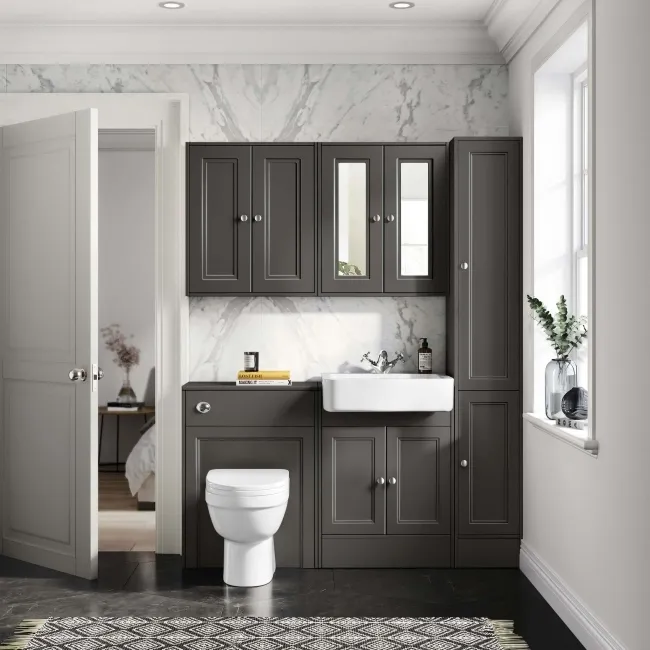 Monaco Graphite Grey Combination Vanity Basin and Seattle Toilet 1200mm