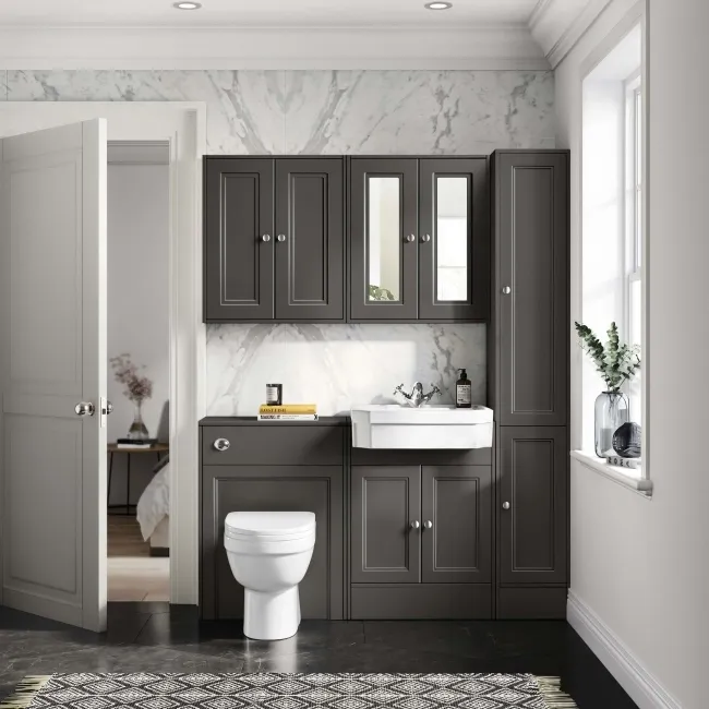 Monaco Graphite Grey Combination Vanity Traditional Basin and Seattle Toilet 1200mm