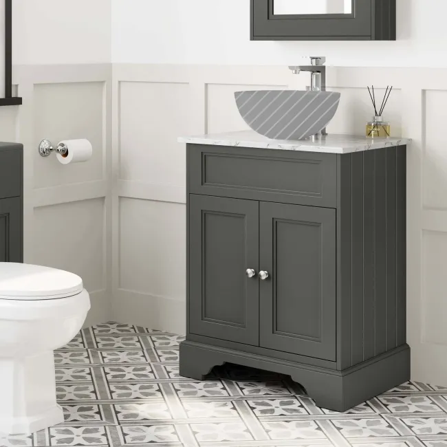 Lucia Graphite Grey Cabinet with Marble Top 640mm - Excludes Counter Top Basin