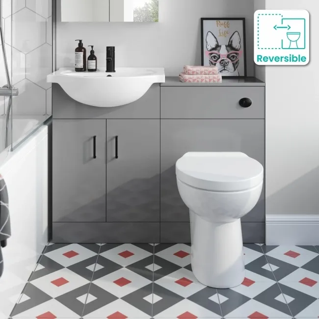 Quartz Stone Grey Combination Vanity Basin and Austin Toilet 1050mm - Black Accents