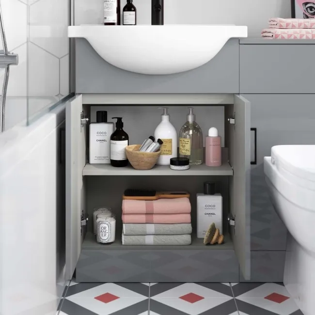Quartz Stone Grey Combination Vanity Basin and Seattle Toilet 1050mm - Black Accents