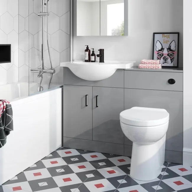Quartz Stone Grey Combination Vanity Basin and Austin Toilet 1150mm - Black Accents
