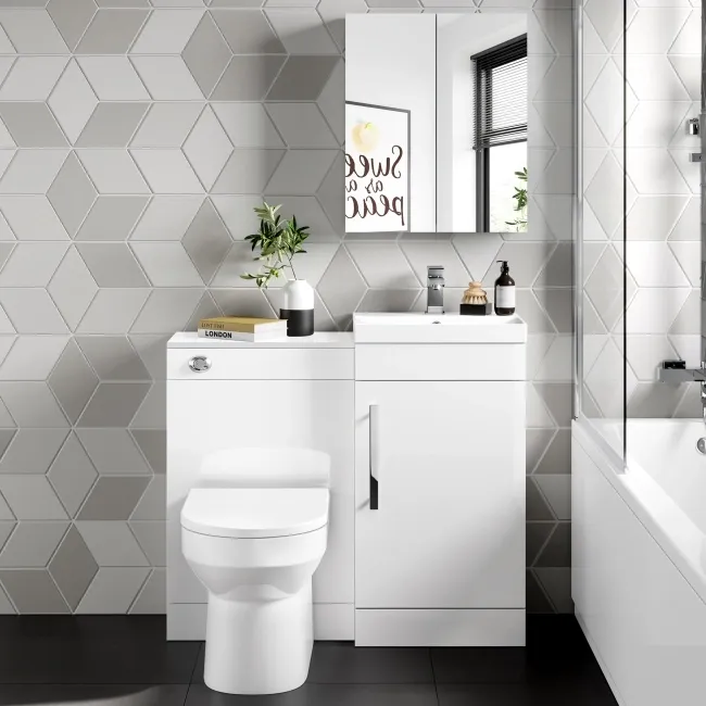 Avon Gloss White Combination Vanity Basin and Miami Toilet 950mm