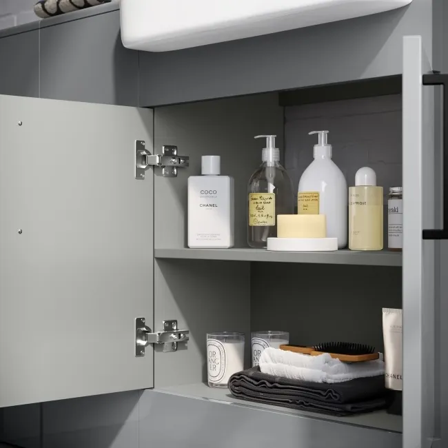 Harper Stone Grey Combination Vanity Basin and Aruba Toilet 1500mm - Black Accents