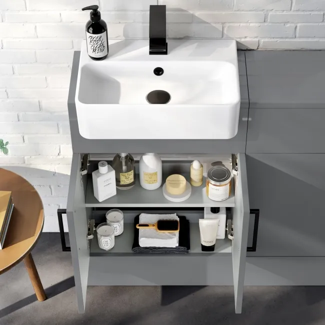 Harper Stone Grey Combination Vanity Basin & Aruba Toilet 1000mm - Black Accents