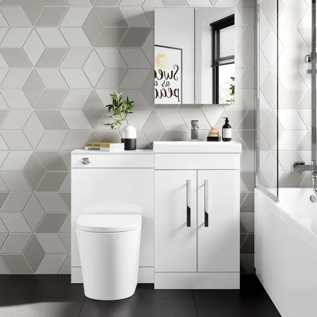 Avon Gloss White Combination Vanity Basin and Boston Toilet 1000mm