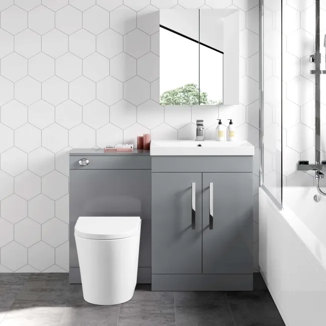 Avon Stone Grey Combination Vanity Basin and Boston Toilet 1100mm