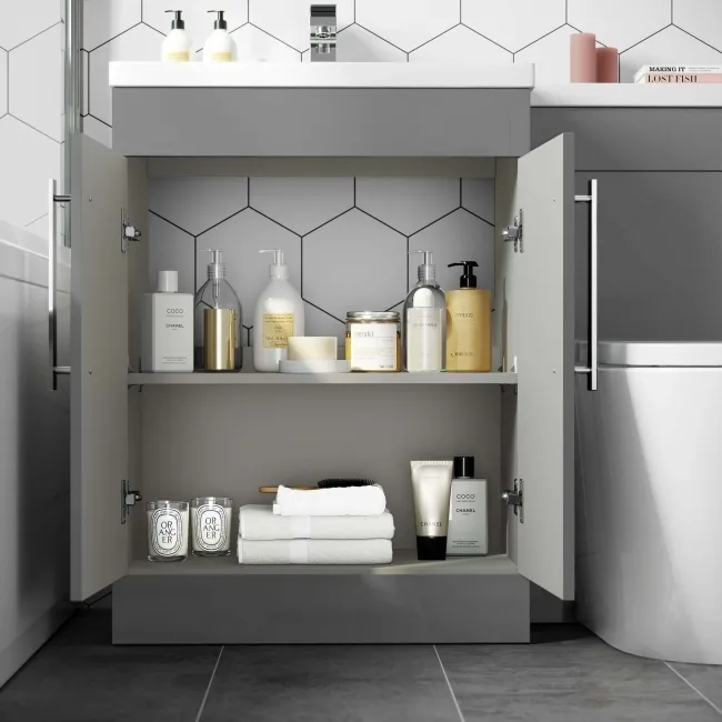 Avon Stone Grey Combination Vanity Basin and Boston Toilet 1100mm - Left Handed