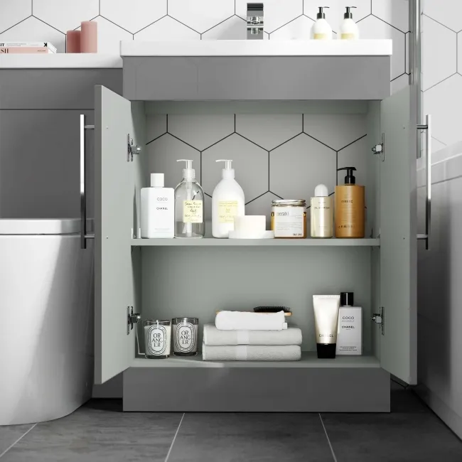 Avon Stone Grey Combination Vanity Basin and Boston Toilet 1100mm - Right Handed