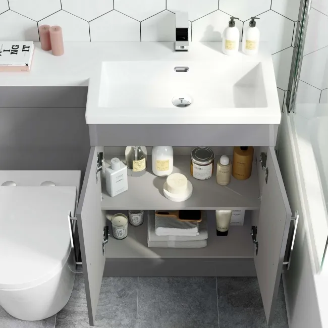 Avon Stone Grey Combination Vanity Basin and Boston Toilet 1100mm - Right Handed